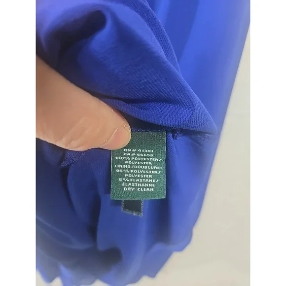 Lauren Ralph Lauren Blue Chiffon Tank Dress Cocktail Flowly Lined Women's Size 6 - Picture 4 of 9